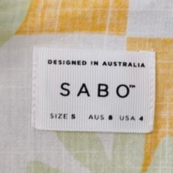 Sabo Short Sleeve Button Up Checkboard Seona Top Yellow Womens Size 4 - Picture 5 of 6